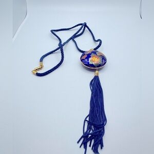 Vintage Closoinne Enameled Necklace with Tassel
